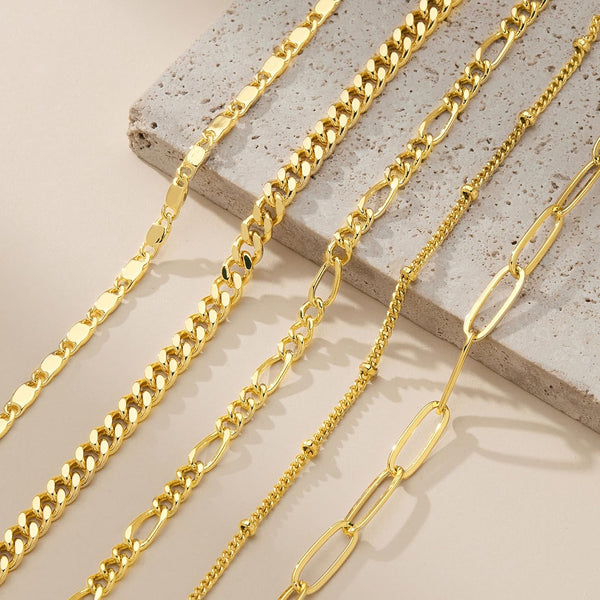 Gold Bracelets for Women Trendy,14K Real Gold Plated Dainty Stackable Paperclip Cuban Link Chain Bracelets,Cuff Bracelets Jewelry Set Adjustable 7"+2
