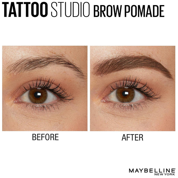 Maybelline Tattoostudio Brow Pomade Long Lasting, Buildable, Eyebrow Makeup, Medium Brown, 1 Count