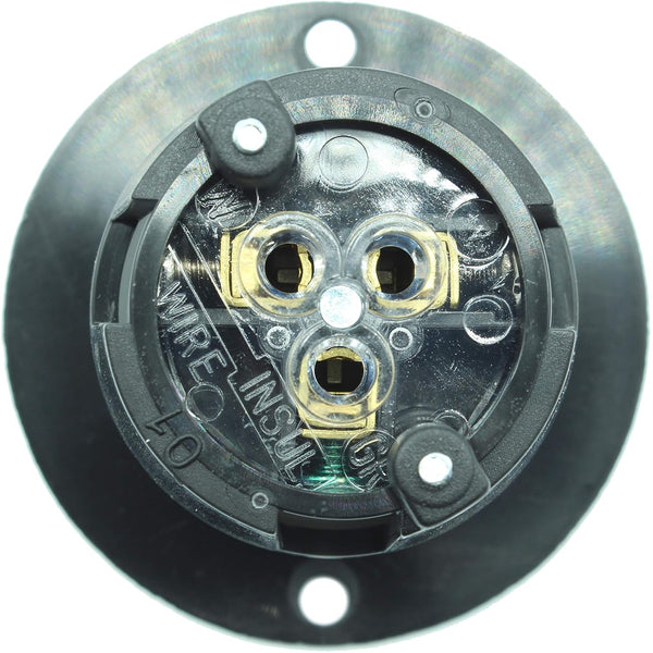 Journeyman-Pro 5278 15 Amp 120-125 Volt, NEMA 5-15 Flanged Inlet, Black Commercial Grade, 2 Pole-3 Wire, Straight Blade Plug Charger Receptacle No