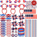 DysanVica 136PCS 4th of July Accessories - Patriotic Party Favors Fourth of July Decoration Supplies Headband Shutter Glasses Tattoo Sticker