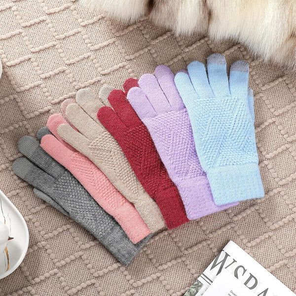 Tavaleu Women'S Winter Gloves - Warm Touch Screen Fleece Lined, Elastic Cuff Knit Gloves for Cold Weather