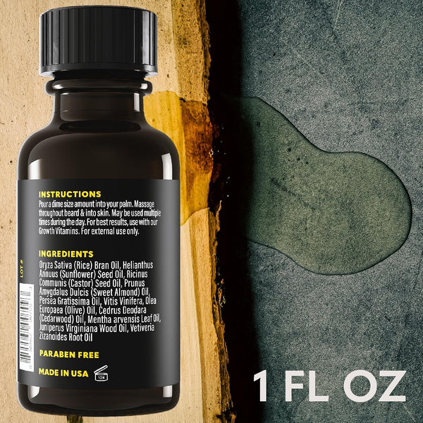 The Beard Club - Beard Growth Oil with Natural Castor & Avocado to Grow Thicker, Fuller Facial Hair, Fill in Patches and Stimulate Healthier