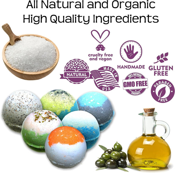 Organic Bath Bombs Gift Set for Men - Vegan Natural Ingredients - Absolutely Safe for Men - Relaxing Epsom, Himalayan, Dead Sea Salts & Essential