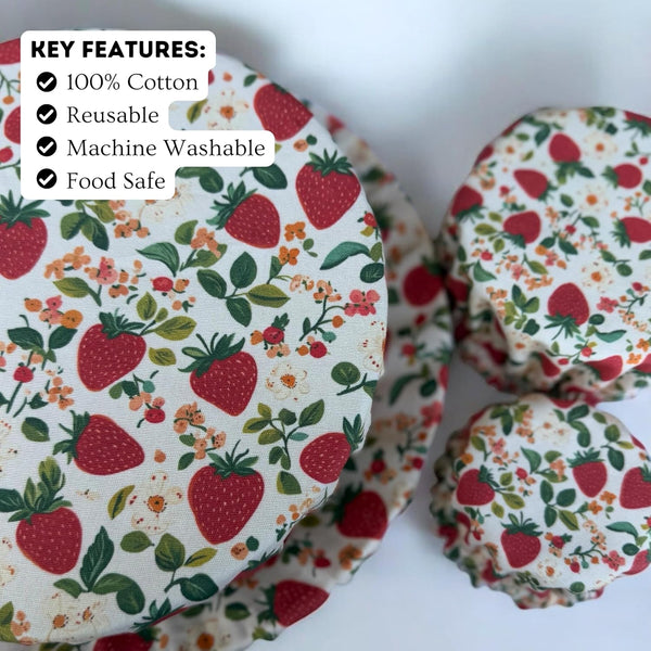 (4-Pack) Sourdough Reuseable Jar & Bowl Covers | Cute Baking Gift | 100% Cotton | Washable | Bread Proofing | Kitchen Food Storage Gifting |