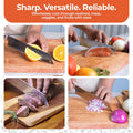 Gidli 8 Inch Chef Knife with Diamond Sharpener - Sharp German Carbon Stainless Steel Kitchen Knife for Precision Cutting - Ergonomic Wooden Handle