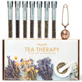 Thoughtfully Gourmet, Tea Therapy Infusion Gift Set, 7 Unique Flavors and Reusable Copper Ball Infuser, Loose Leaf Tea Set Flavors Include