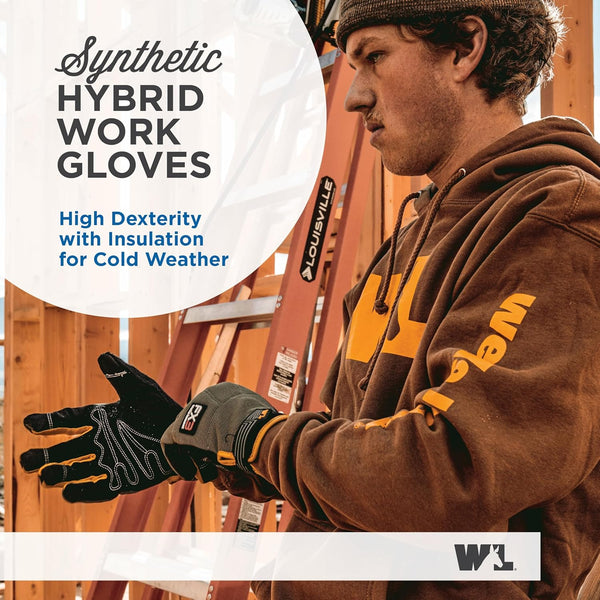 Wells Lamont FX3 Insulated Synthetic Leather Winter Work Gloves for Men – Warm 3M Thinsulate, Fleece-Lined, Touchscreen – Water-Resistant,