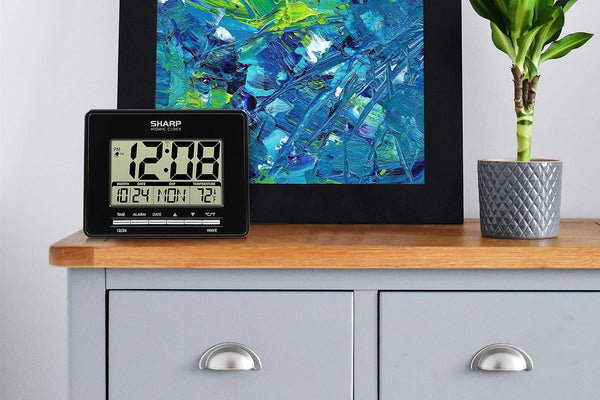 Sharp Atomic Digital Alarm Clock | Auto Set, Time Display, Date Display, Temperature Display