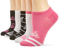 Barbie Womens Classic 5 Pack No Show Ankle Socks 9-11 White Assorted