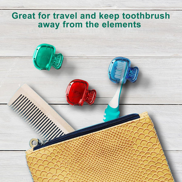 Mspan Toothbrush Head Cover Cap: Tooth Brush Protector Cute Plastic Clip Pod Compatible with Standard & Electric Toothbrush - Travel Case for