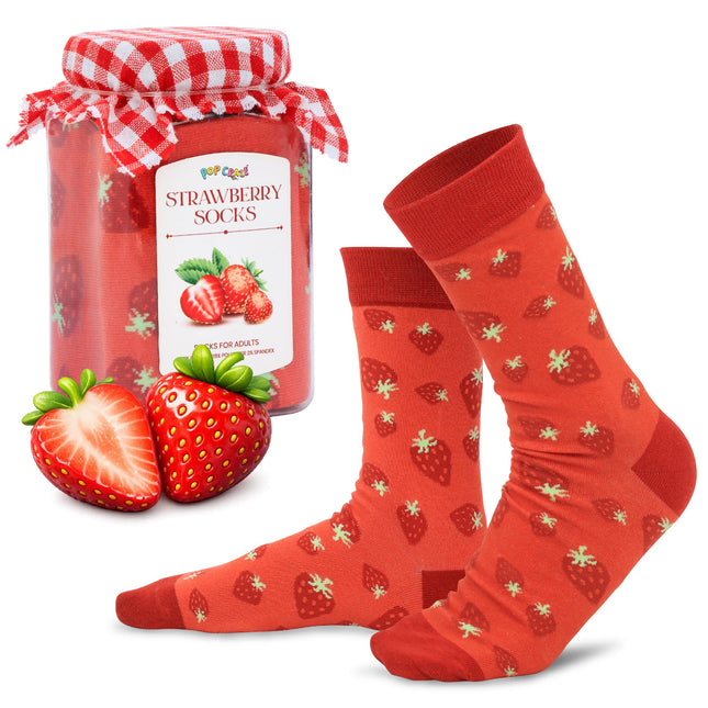 1 Pair Strawberry, Blueberry, Honey, Peach, Grapes and Peanut Butter Jam. Food Socks Unique Easter Basket Filler One Size Strawberry Jam
