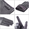 Womens Winter Leather Gloves Touch Screen Wool Lined Windproof Warm Suede Fashion Dress Gloves Large-X-Large Grey