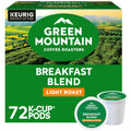Green Mountain Coffee Roasters Breakfast Blend, Single-Serve Keurig K-Cup Pods, Light Roast Coffee Pods, 72 Count Breakfast Blend 72 Count (Pack of 1)