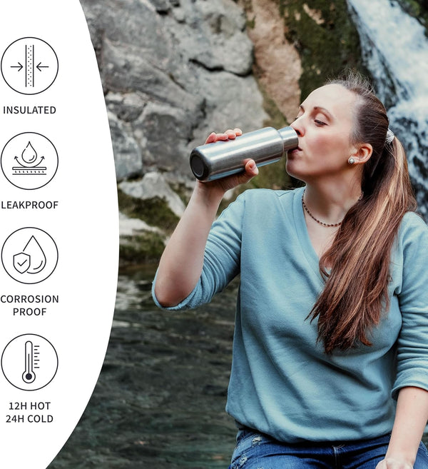 Bambaw Insulated Water Bottle 24Oz | Stainless Steel Water Bottle | Insulated Water Bottles | Travel Water Bottle | Metal Water Bottle | Large