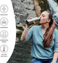 Bambaw Stainless Steel Insulated Water Bottle 32 oz, Stainless Steel Water Bottles 32 oz with Handle & Wide Mouth, Rust-Resistant Metal, Durable &