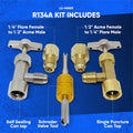 Lu-Hawk R134A Adapter Kit, Self-Seal & Puncture Can Taps, Core Tool Lu-Hawk R134A Self-Sealing, and Single Puncture Can Taps, with Valve Core