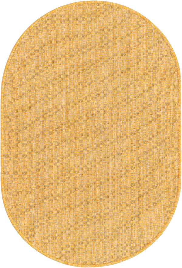 Unique Loom Collection Casual Transitional Solid Heathered Indoor/Outdoor Flatweave Area Rug (2' 2" X 3' 1" Oval, Corn Harvest Yellow)