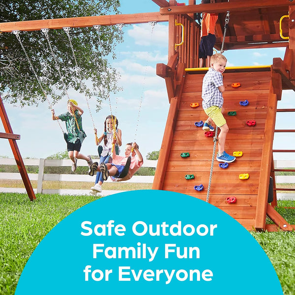 Jungle Gym Kingdom Swing Set Hangers - 2 Heavy Duty Brackets with Locking Snap Hooks for Porch, Patio, Playground - Indoor/Outdoor Hardware &