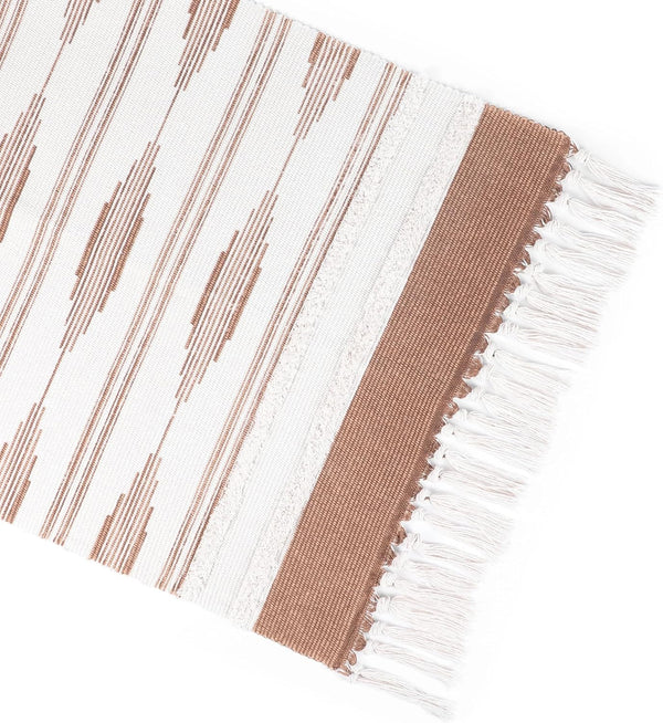 Okuna Outpost Bathroom Rugs - Bohemian Bath Rug with Tassels & Low Pile - Washable Cotton Bath Mat & Shower Rug - Bohemian Decor - 23.6 x 35