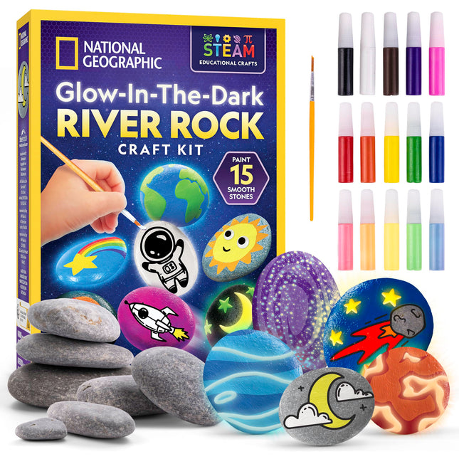 NATIONAL GEOGRAPHIC Glow in the Dark Rock Painting Kit - Arts & Crafts Kit for K