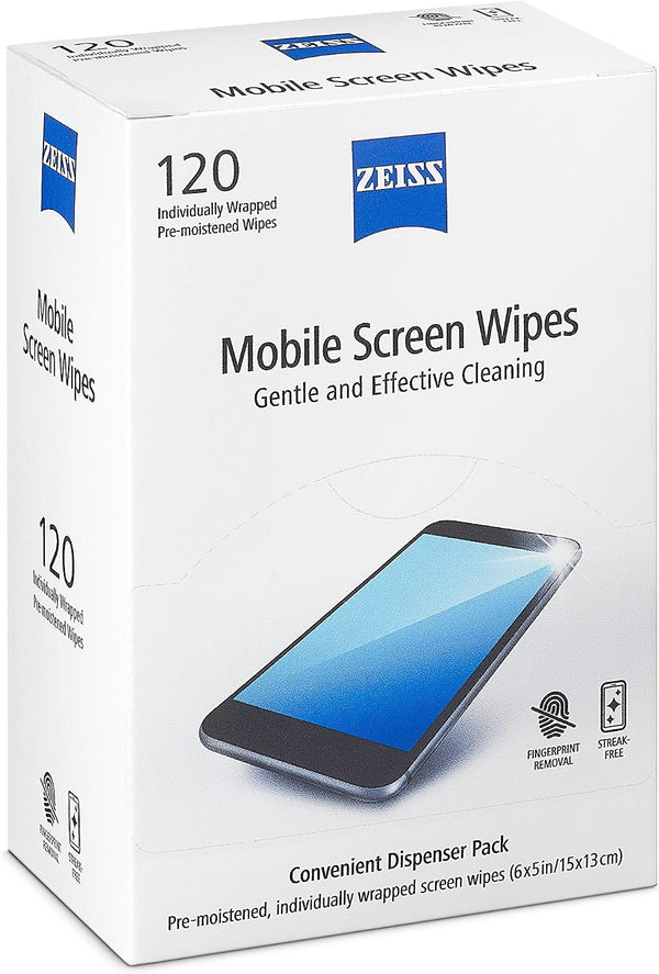 ZEISS Pre-Moistened Wipes, Screen Cleaner, 120 Count 120 Count (Pack of 1) 120 count Box screen wipes