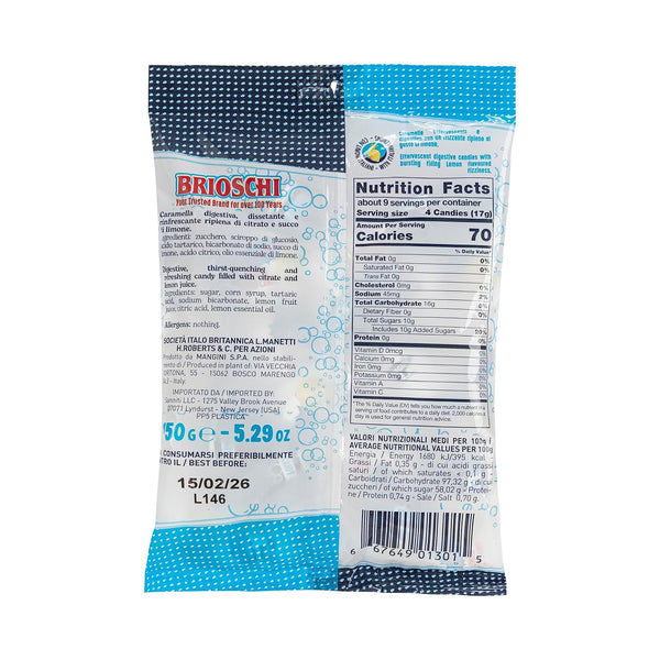 Brioschi Lemon Flavored Effervescent Fizzy Digestive Italian Candies (5.29 oz) 5.29 Ounce (Pack of 1)
