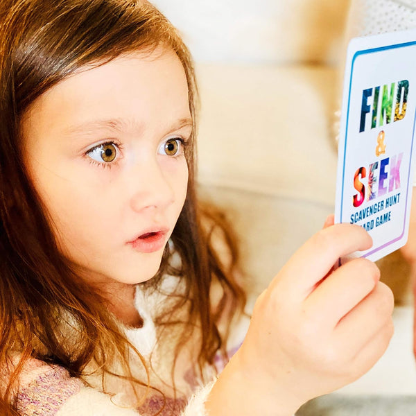 Hapinest Find and Seek Scavenger Hunt Card Game, Indoor Outdoor Activities for Kids Toddler & Family, Beach Camping Travel Car Games for Road