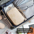 Elviros Hanging Travel Toiletry Bag for Women Vegan Leather (Beige) | 3-in-1 Waterproof Makeup Bag with Compartments for Skincare, Toiletries,