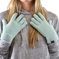 C.C Winter Warm Eco-Friendly Knit Chenille Touchscreen Texting Gloves Mint