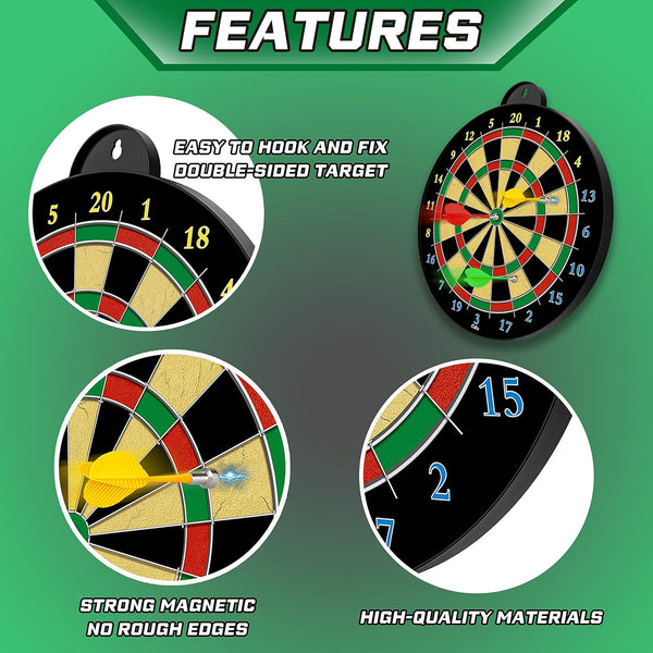 Dart Board - 12pcs Magnetic Darts - Excellent Indoor Game and Party Games - Gifts for 5 6 7 8 9 10 11 12 Year Old Boy Kids Yellow
