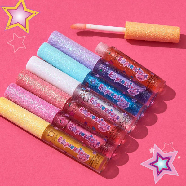 7pc Fruity Flavored Lip Gloss Set - Assorted Fruit Flavor-Great Gift | Non-Toxic Kids Makeup. Fun Shiny Lip Gloss Collection for Kids, Teens &