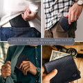 LUXEORIA Full Grain Genuine Leather Wallet for Men, Handcrafted Travel Wallet, Minimalist Mens Slim Bifold Wallet, Anti-Theft RFID Blocking Wallet