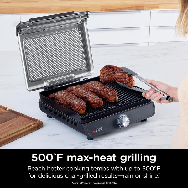Ninja Griddle and Indoor Grill, 14’’, Electric Grill, For Steak, Burgers, Salmon, Veggies, and More, Pancake Griddle, Nonstick, Dishwasher Safe,