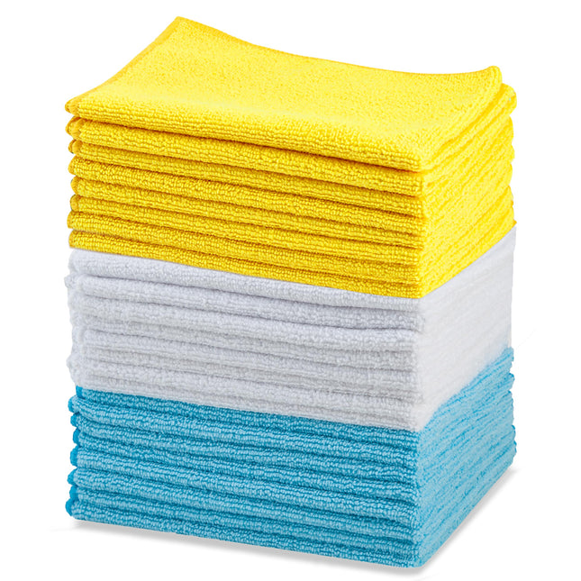Amazon Basics Microfiber Cleaning Cloths, Ultra Absorbent, Lint Free, Streak Free, Non-Abrasive, Reusable and Washable, 