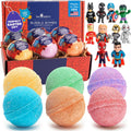 Superhero Bath Bombs for Kids with Surprise Toys inside (6 Pack) - Large Bubble Bomb Fizzies for Boys, Girls, & Toddlers - Fruity Scents, Relaxing