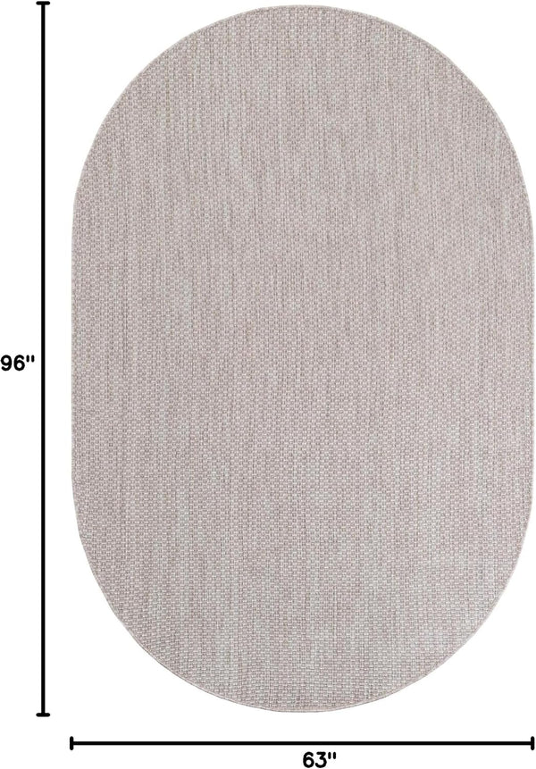 Unique Loom Outdoor Solid Collection Area Rug (5' 3" X 8' Oval Beige/Ivory)