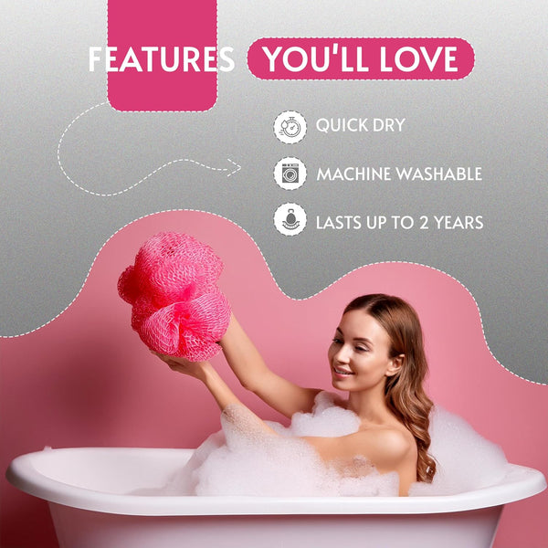 Bath Sponge Exfoliating Washcloth for Body African Net Shower Exfoliating Towel Back Scrubber Shower Rag Bath Accessories for Smoother Skin (Pink)
