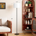 Modern Floor Lamp Simple Design with White Shade, Foot Pedal Switch, 60" Small Tall Lamps for Living Room Bedroom Office Dining Room Kitchen,