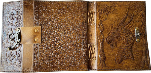 Embossed Leather Bound Journal Dragon Game of Thrones Diary with Clasp Lock Vintage Perfect Notebook Blank Book of Shadows Unlined Paper