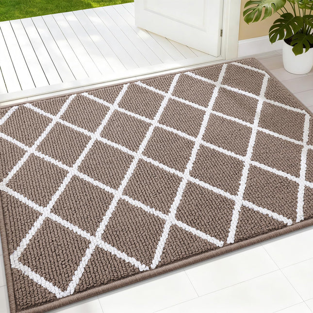 Finchitty Indoor Door Mat, Dirt Resistant Doormat, Brown, 32x20 32" X 20" Brown