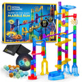 National Geographic Glow-in-the-Dark Marble Run for Kids Ages 8-12 | 15 Glow-in-the-Dark Glass Marbles, Storage Bag, Construction Toy, STEM