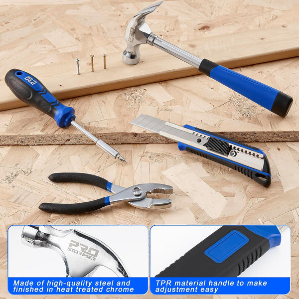 Prostormer 93-Piece Tool Kit, Small Starter Tool Set, Blue