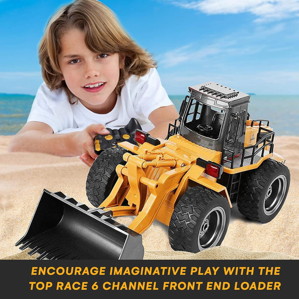 Top Race 6 Channel Full Functional Front Loader RC Remote Control Construction Toy Tractor Lights & Sounds 2.4Ghz Remote Control Tractor Toys