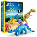 NATIONAL GEOGRAPHIC Clay Dinosaur Arts & Crafts Kit - Dinosaur Air Dry Clay for Kids with 5 Clay Colors, 5 Dino Skeletons & Googly Eyes, Dinosaur