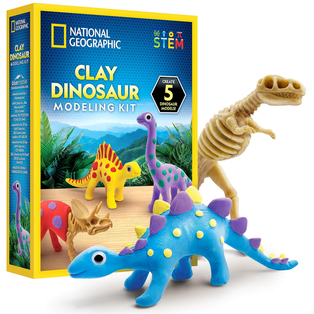 NATIONAL GEOGRAPHIC Clay Dinosaur Arts & Crafts Kit - Dinosaur Air Dry Clay for 