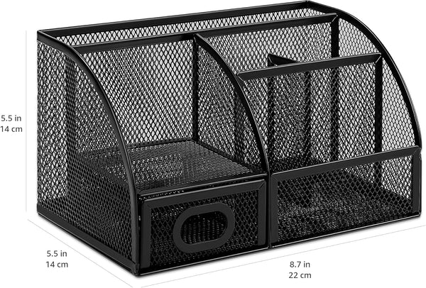 Amazon Basics Mesh Pen Holder and Organizer, Black, Ã¢ÂÂ9.1" X 5.9" X 5.5