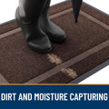 OLANLY Front Door Mat Outside 29.5x17, All-Season Heavy-Duty Rubber Doormat Dark Brown Classic Border Rectangular 29.5" x 17"