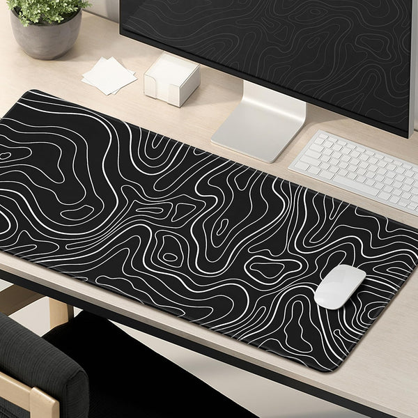 Topographic Contour Gaming Mouse Pad，Large XL Mouse Pad Big Mouse mat,Long Computer Keyboard with 3mm Non-Slip Base and Stitched Edge for Gaming