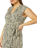 Amazon Essentials Women's Classic Cap Sleeve Wrap Dress with V Neck (Available in Plus Size) XX-Large Tan, Classic Animal Print