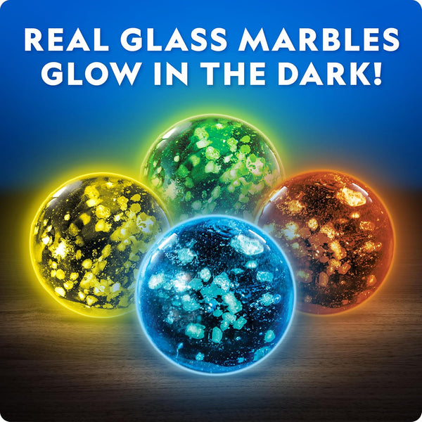 National Geographic Glow-in-the-Dark Marble Run for Kids Ages 8-12 | 15 Glow-in-the-Dark Glass Marbles, Storage Bag, Construction Toy, STEM